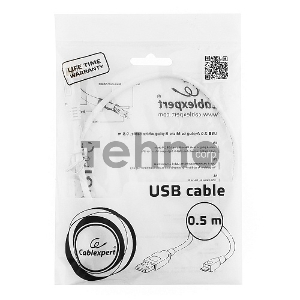 Кабель Gembird/Cablexpert CCP-mUSB2-AMBM-W-0.5M  AM/microBM 5P, 0.5м, экран, белый, пакет