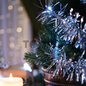 Гирлянда светодиодная «Мишура» серебряная 10 LED 1,5 м, прозрачный ПВХ, белый свет свечения, 2 х АА (батарейки не в комплекте) NEON-NIGHT