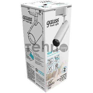 Светильник GAUSS трековый цилиндр 16W 1680lm 4000K 180-220V IP20 65*206мм белый LED 1/40 TR081