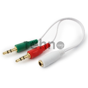Кабель аудио сигнала Cablexpert, джек3.5 нушники + 3.5 микрофон-> джек3.5 4pin, длина 20см, белый (CCA-418W)