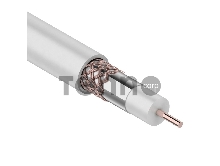 Кабель коаксиальный REXANT RG-6U+Cu, 75 Ом, Cu/Al/Cu, 75%, бухта 305 м, белый