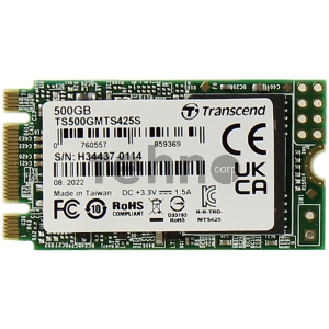 Накопитель SSD M.2 Transcend 500Gb MTS425 <TS500GMTS425S> (SATA3, up to 530/480MBs, 3D NAND, 180TBW, 22x42mm)