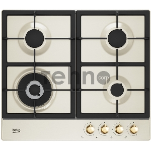 Встраиваемая газовая варочная поверхность BEKO HIAW 64225 SCR Газовая поверхность: 4 газовые конфорки (в т.ч. Wok). Панель управления спереди. Газ-контроль. Высокоэффективные конфорки. Встроенный электроподжиг. Чугунная решетка . Цвет: Кремовый.