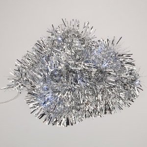 Гирлянда светодиодная «Мишура» серебряная 10 LED 1,5 м, прозрачный ПВХ, белый свет свечения, 2 х АА (батарейки не в комплекте) NEON-NIGHT