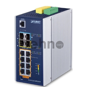 Коммутатор PLANET IP30 Industrial L2+/L4 8-Port 1000T 802.3at PoE+ 2-port 100/1000X SFP + 2-port 10G SFP+ Full Managed Switch (-40 to 75 C, dual redundant power input on 48~56VDC terminal block, DIDO)