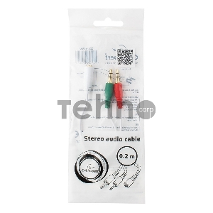 Кабель аудио сигнала Cablexpert, джек3.5 нушники + 3.5 микрофон-> джек3.5 4pin, длина 20см, белый (CCA-418W)