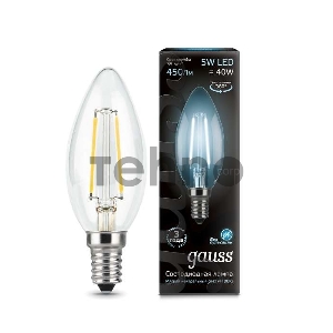 Лампа светодиодная GAUSS 103801205 LED Filament Candle Е14 5Вт 4100к 1/10/50 Лампа светодиодная GAUSS 103801205 LED Filament Candle Е14 5Вт 4100к 1/10/50