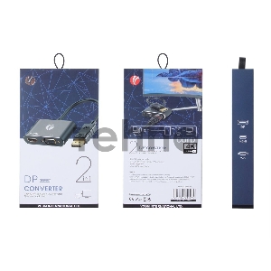 Кабель-переходник DisplayPort(M) ---> HDMI(F)+VGA(F)4K@30Hz VCOM Allum shell<CG640M-0.15>