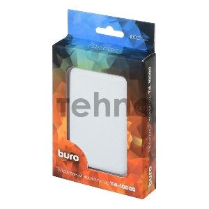 Мобильный аккумулятор Buro T4-10000 Li-Pol 10000mAh 2A+1A белый 2xUSB
