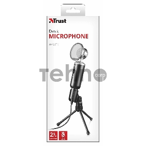 Микрофон TRUST Madell Desk (стрим,винтажнстиль,штатив,поп-фильтр,угол наклона,отключение звука,Кабель2,5м,3,5 мм)