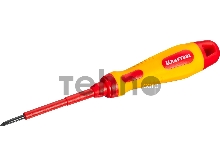 Отвертка KRAFTOOL 250084-0-060, высоковольтная, Cr-Mo-V стержень, двухкомпонент. маслобензостойкая рукоятка, PH №0, 60мм