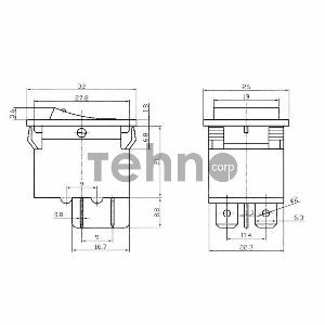 Выключатель - автомат клавишный 250V 10А (4с) RESET-OFF красный  с подсветкой  REXANT