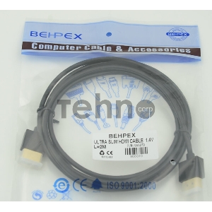 Кабель HDMI Gold Plated Connector, Ver1.4, Ultra Slim HDMI19 (m)/HDMI19 (m) 2м Позолоченные контакты