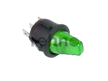 Выключатель клавишный круглый 12V 16А (3с) ON-OFF зеленый  с подсветкой  REXANT