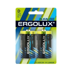 Элемент питания алкалиновый LR20 BL-2 LR20 BL-2 1.5В Alkaline (блист.2шт) Ergolux 11752
