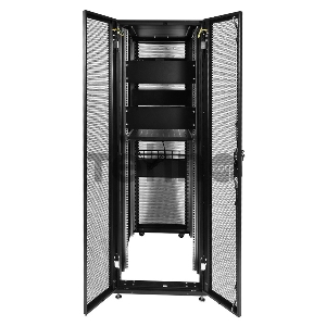 Шкаф серв. ПРОФ нап. 42U (600x1000) дверь перфорированная 2 шт., цвет черный, в сборе (ШТК-СП-42.6.10-44АА-9005) (1 коробка)