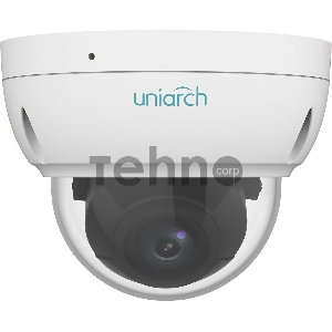 Уличная IP-камера купольная антивандальная со встроенным моторизованным объективом Uniarch 4МП 2.8-12 мм, ИК подсветка до 30 м. 1/2.7 CMOS