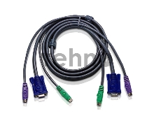 Переключатель ATEN 2L-1001P/C кабель/шнур, монитор+клавиатура+мышь CABLE HD15M/MD6M/MD6M-HD15F/M, 1.8M