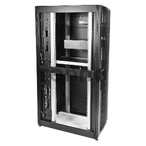 Шкаф серв. ПРОФ нап. 42U (600x1000) дверь перфорированная 2 шт., цвет черный, в сборе (ШТК-СП-42.6.10-44АА-9005) (1 коробка)