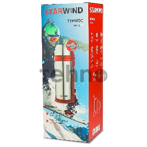 Термос Starwind 30-1800 1.8л. серебристый/красный картонная коробка
