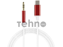 Кабель аудио Greenconnect TypeC - AUX jack 3.5mm, ультрагибкий, белый, красный, GCR-52327