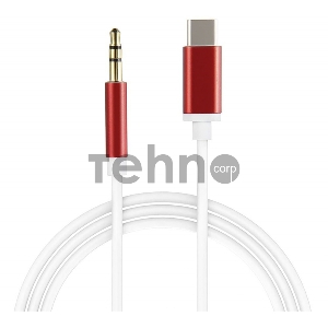 Кабель аудио Greenconnect TypeC - AUX jack 3.5mm, ультрагибкий, белый, красный, GCR-52327