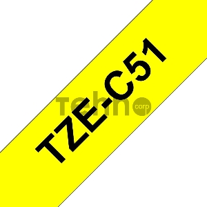 Наклейка ламинированная TZ-EC51 (24 мм черн/желтая флюоресцентная лента)
