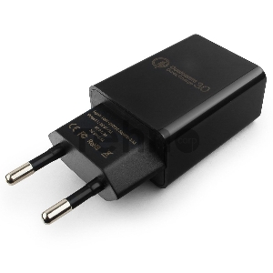Адаптер питания Cablexpert MP3A-PC-17, QC 3.0, 100/220V - 1 USB порт 5/9/12V, черный