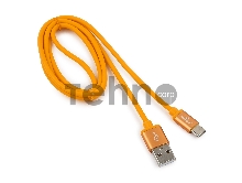 Кабель USB 2.0 Cablexpert CC-S-USBC01O-1M, AM/Type-C, серия Silver, длина 1м, оранжевый, блистер 