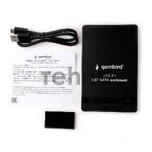 Внешний корпус 2.5 Gembird EE2-U31S-2, чёрный, USB Type-c, SATA, алюминий