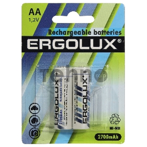 Аккумулятор AA-2700мА.ч Ni-Mh BL-2 NHAA2700BL2 1.2В (блист.2шт) Ergolux 12445