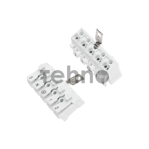 Клемма пружинная соединительная КСП 5-полюсная с заземлением и с монтажными ножками (50 шт./уп.) REXANT