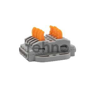 Клемма СМК проходная REXANT 4 полюса, с монтажной площадкой (0,08-4 мм²), серая (блистер 5 шт./уп.)