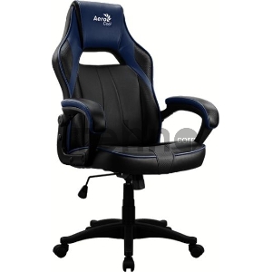 Кресло игровое AEROCOOL AС40C AIR, на колесиках, полиуретан, черный/синий [aс40c  black blue]