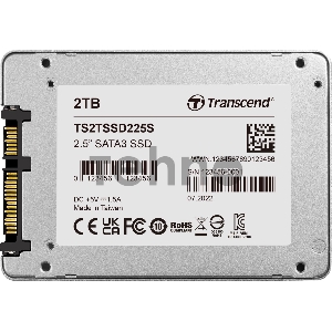 Накопитель Transcend SSD SSD225S, 2.0TB, 2.5 7mm, SATA3, R/W 560/500MB/s, IOPs 55 000/80 000, TBW 720, DWPD 0.3 (3 года)