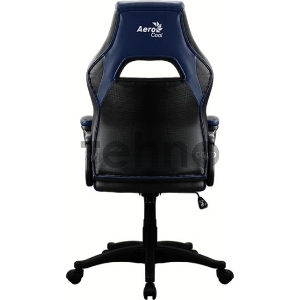 Кресло игровое AEROCOOL AС40C AIR, на колесиках, полиуретан, черный/синий [aс40c  black blue]