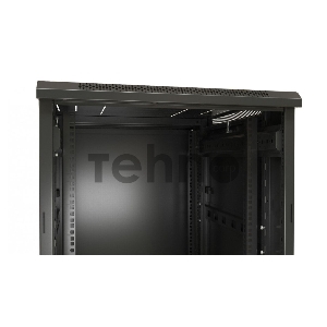 Шкаф настенный Hyperline TTB-4781-DD-RAL9004 19-дюймовый, 47U, 2277x 800х 1000 мм (ВхШхГ), передняя и задняя распашные перфорированные двери (75%), ручка с замком, крыша нового типа, цвет черный