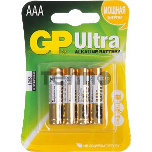 Батарея GP Ultra Alkaline 24AU LR03 AAA (4шт) Батарея GP Ultra Alkaline 24AU LR03 AAA (4шт)