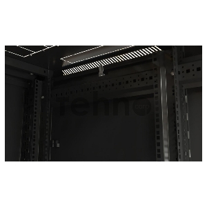 Шкаф настенный Hyperline TTB-4781-DD-RAL9004 19-дюймовый, 47U, 2277x 800х 1000 мм (ВхШхГ), передняя и задняя распашные перфорированные двери (75%), ручка с замком, крыша нового типа, цвет черный