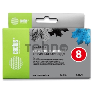 Картридж струйный Cactus CS-CLI8C голубой для Canon MP470/MP500/MP510/MP520 (12ml)