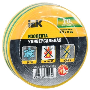 Изолента Iek UIZ-13-10-10M-K52 0,13х15 мм желто-зеленая 10 метров ИЭК Изолента Iek UIZ-13-10-10M-K52 0,13х15 мм желто-зеленая 10 метров ИЭК