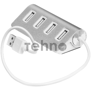 Контроллер Greenconnect USB 2.0 Хаб GCR-UH224S на 4 порта  0,15m , silver (GCR-UH224S)