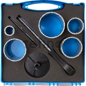 Набор коронок ЗУБР 33350-H8  ЭКСПЕРТ с карбид-вольфрамовой крошкой 33, 53, 67, 73, 83мм, 8пр.