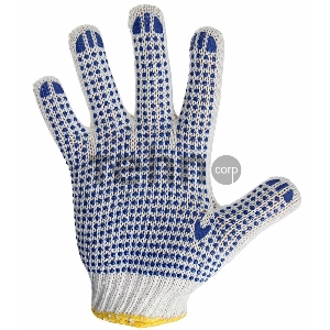 Перчатки х/б с нанесением ПВХ («Точка»), 4 нити, 63-65 г, 7,5 класс вязки