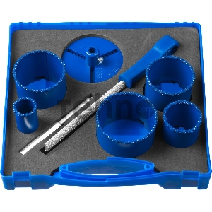 Набор коронок ЗУБР 33350-H8  ЭКСПЕРТ с карбид-вольфрамовой крошкой 33, 53, 67, 73, 83мм, 8пр.