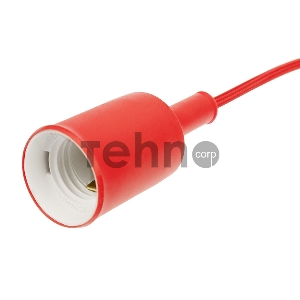 Патрон E27 силиконовый со шнуром 1 м красный REXANT