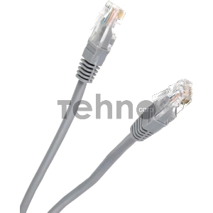 Патчкорд 1,5м Telecom UTP кат.5е RJ45,  литой, серый, NA102--1.5M