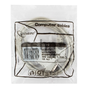 Кабель удлинитель COM порта Gembird/Cablexpert, 9M/9F, 1.8м, пакет CC-133-6