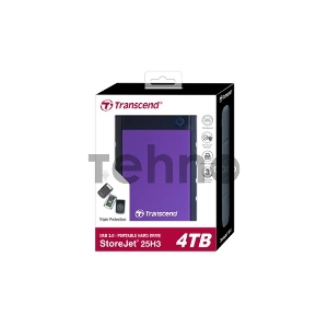 Внешний жесткий диск 4.0Tb Transcend Portable HDD StoreJet 2.5 (TS4TSJ25H3P) USB3.0 Durable anti-shoc