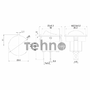 Выключатель клавишный круглый 250V 6А (2с) ON-OFF черный  REXANT
